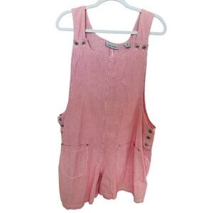 Marsh Landing Red White Stripe  Cotton Pinafore Shorts Overall Romper XL
